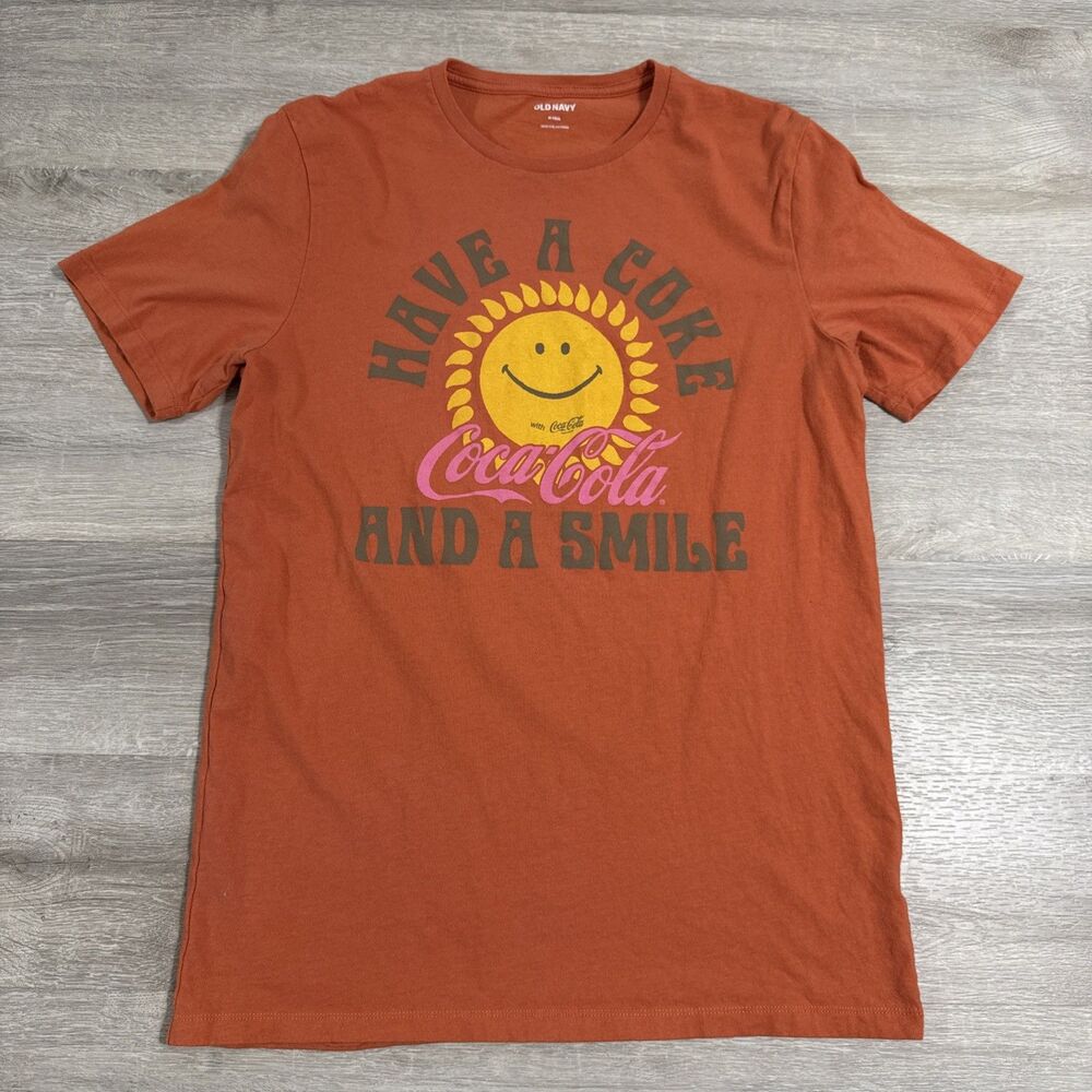 Coca Cola Shirt Have A Coke And A Smile Sun Face Men's Tall Medium Old Navy